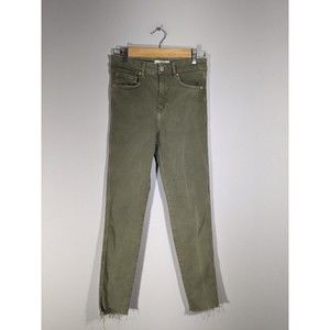 Free People Womens Green Raw Hem Skinny Jeans Sz 28 Forest Festival Streetwear